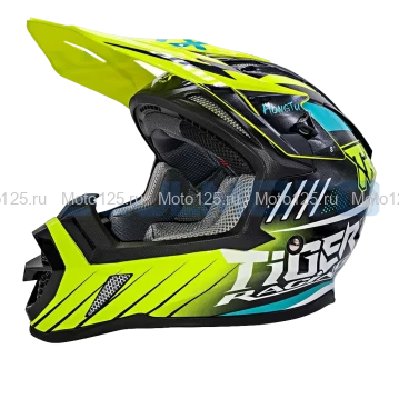 Шлем Kioshi TR кроссовый (H637) Размер-XL (Чёрный-Зелёный-Белый)