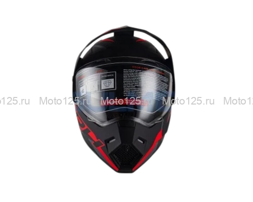 Шлем KIOSHI Fighter 802 мотард с очками Размер-L ( Черный/ серый/ красный )