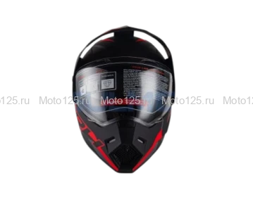 Шлем KIOSHI Fighter 802 мотард с очками Размер-M ( Черный/ серый/ красный )