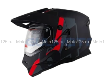 Шлем KIOSHI Fighter 802 мотард с очками Размер-M ( Черный/ серый/ красный )