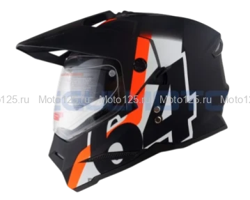 Шлем KIOSHI Fighter 802 мотард с очками Размер-M ( Черный/ белый /оранжевый )