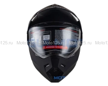 Шлем KIOSHI Fighter 802 мотард с очками Размер-L ( Матовый черный)