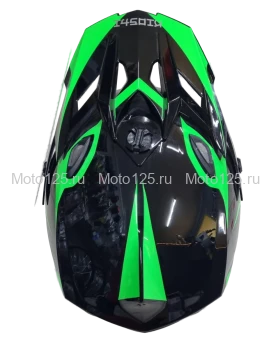 Шлем KIOSHI Holeshot 801 кроссовый. Размер-L (59-60) (Чёрный/Зелёный)