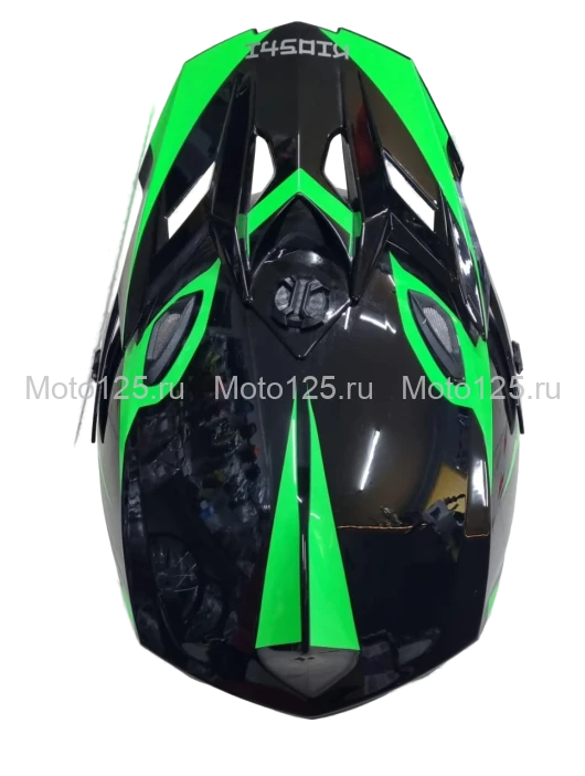 Шлем KIOSHI Holeshot 801 кроссовый. Размер-L (59-60) (Чёрный/Зелёный)