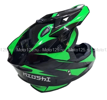 Шлем KIOSHI Holeshot 801 кроссовый. Размер-L (59-60) (Чёрный/Зелёный)