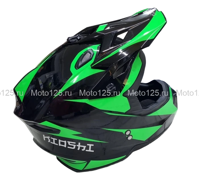 Шлем KIOSHI Holeshot 801 кроссовый. Размер-L (59-60) (Чёрный/Зелёный)
