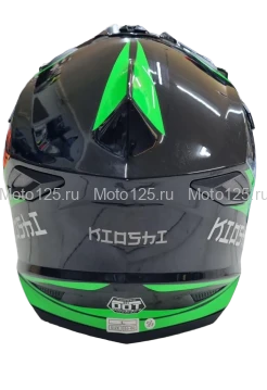 Шлем KIOSHI Holeshot 801 кроссовый. Размер-L (59-60) (Чёрный/Зелёный)