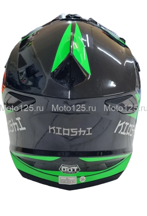 Шлем KIOSHI Holeshot 801 кроссовый. Размер-XL (61-62) (Чёрный/Зелёный)