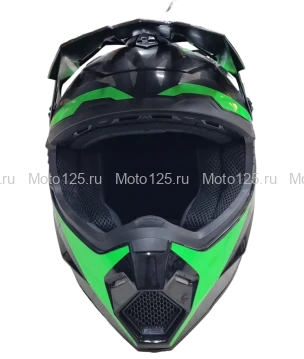 Шлем KIOSHI Holeshot 801 кроссовый. Размер-XL (61-62) (Чёрный/Зелёный)